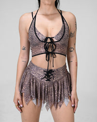 Leopard Luxe Crop Top by SUSPEX Rave Outfits featuring leopard print and edgy festival style ravewear for statement fashion.