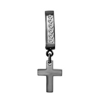 Black 14K gold plated silver cubic zirconia cross pendant huggie hoops earrings, stylish and elegant jewelry by JB Jewelry BLVD