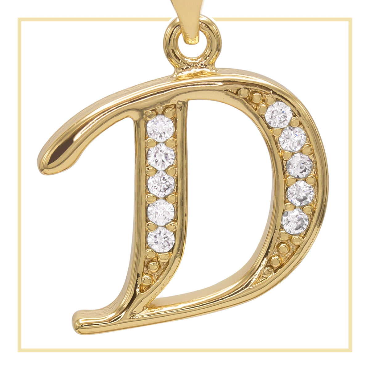 14K gold-filled A-Z initial letter cubic zirconia pendant charm for women jewelry, showcasing sparkling zirconia and elegant design