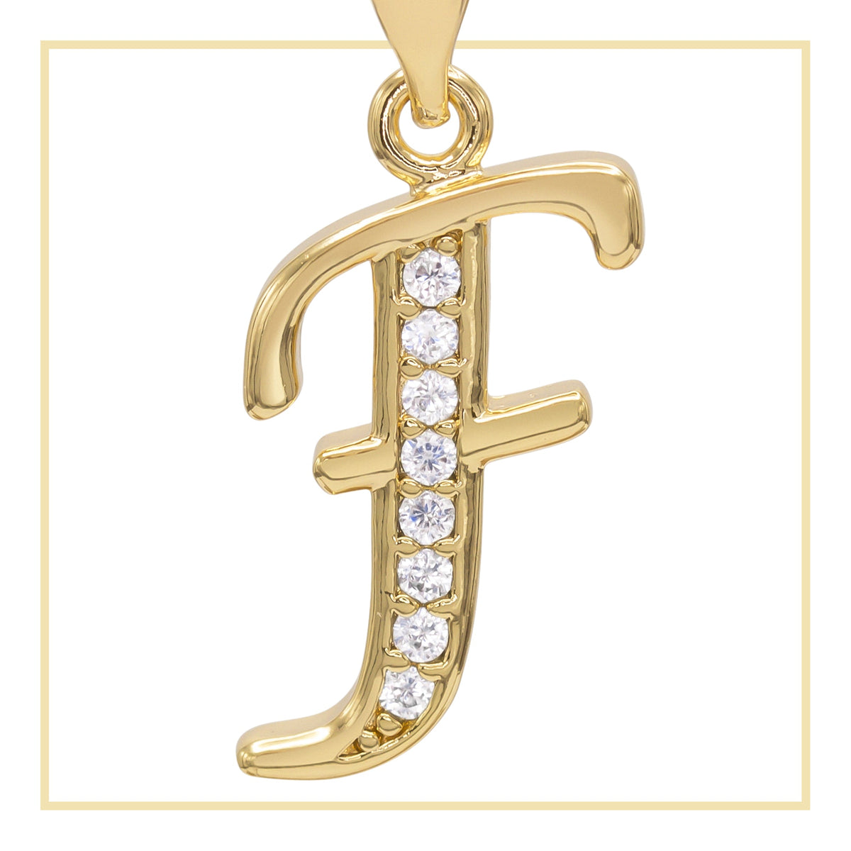 A-Z initial letter pendant with cubic zirconia stones on 14K gold-filled chain, elegant women jewelry charm.
