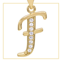 A-Z initial letter pendant with cubic zirconia stones on 14K gold-filled chain, elegant women jewelry charm.