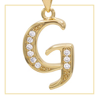 A gold-filled pendant featuring an A-Z initial letter with cubic zirconia accents for women's jewelry.