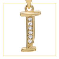 14K gold-filled A-Z initial letter pendant with cubic zirconia, jewelry charm for women, by JB Jewelry BLVD.