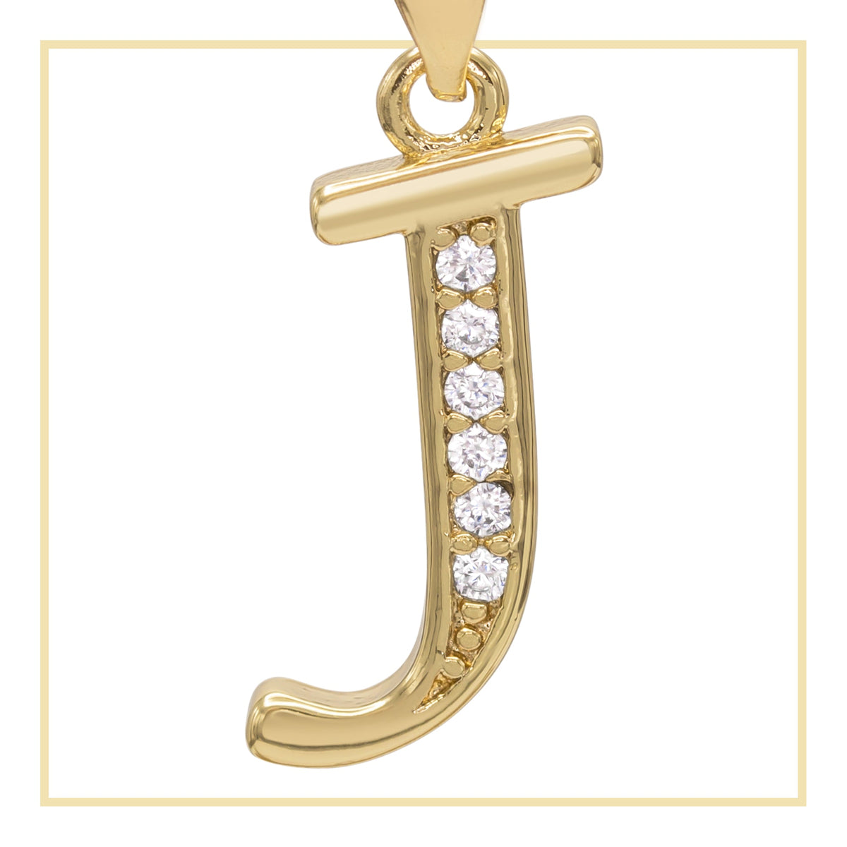 A gold-filled letter A cubic zirconia pendant charm with sparkling stones, designed for women's jewelry.
