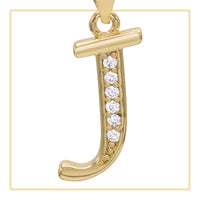 A gold-filled letter A cubic zirconia pendant charm with sparkling stones, designed for women's jewelry.