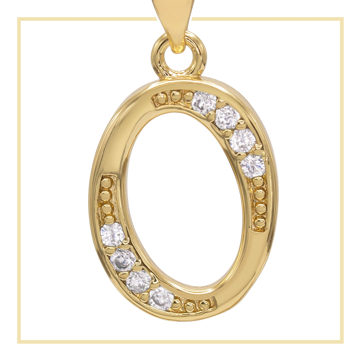 A letter A cubic zirconia pendant charm in 14K gold filled, featuring sparkling stones, designed for women jewelry.