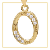 A letter A cubic zirconia pendant charm in 14K gold filled, featuring sparkling stones, designed for women jewelry.