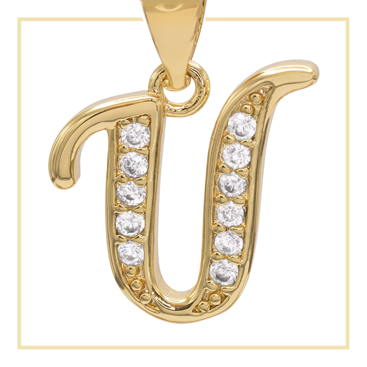 Gold-filled A-Z initial letter pendant with cubic zirconia charm, jewelry for women, by JB Jewelry BLVD.