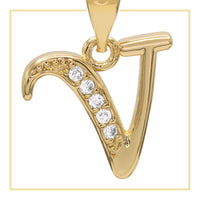 Gold-filled A-Z initial letter pendant with cubic zirconia charm, designed for women jewelry by JB Jewelry BLVD.