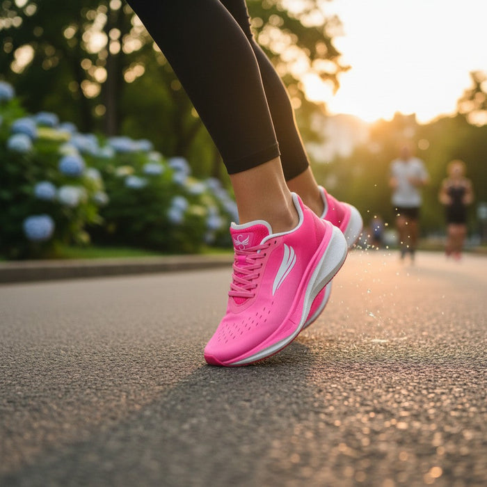 Pink Swift Running APUS women's athletic shoes with breathable mesh and cushioned soles for comfortable running.