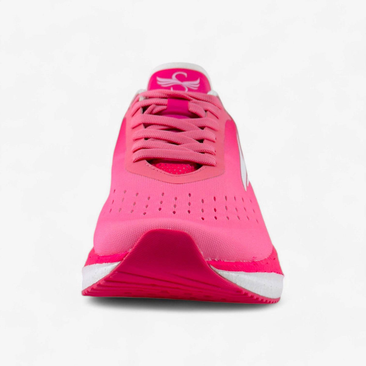 Pink APUS Women athletic shoes by Swift Running featuring breathable mesh and cushioned soles for comfortable running.
