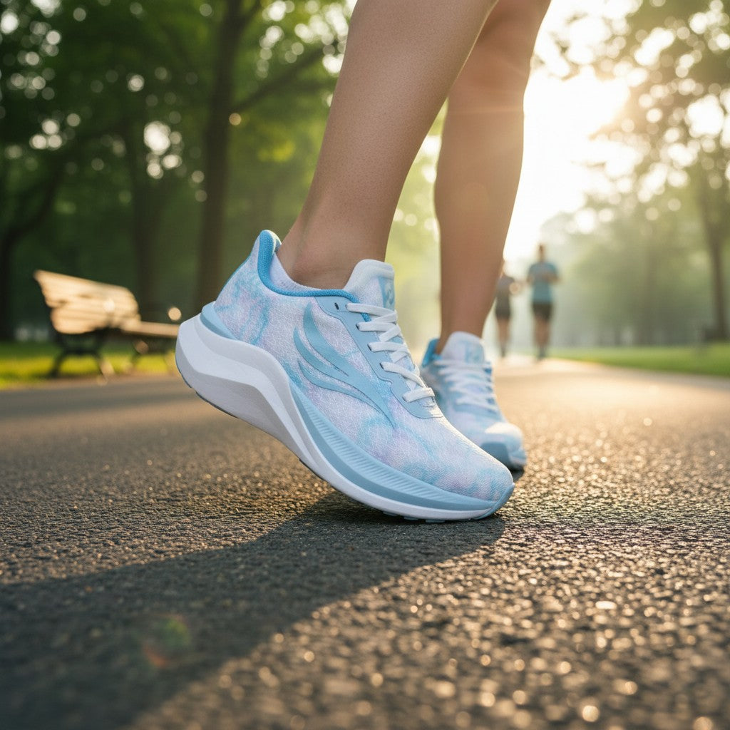 Blue CELER Women athletic shoes by Swift Running, featuring a sleek design and comfortable fit for active wear.