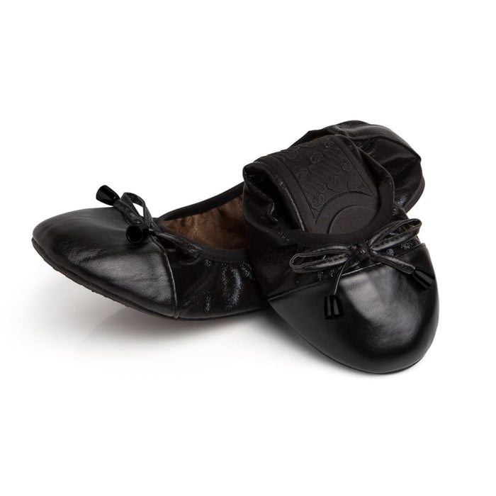Black Talaria Flats shoes featuring a sleek, premium design with a comfortable flat sole and smooth finish.