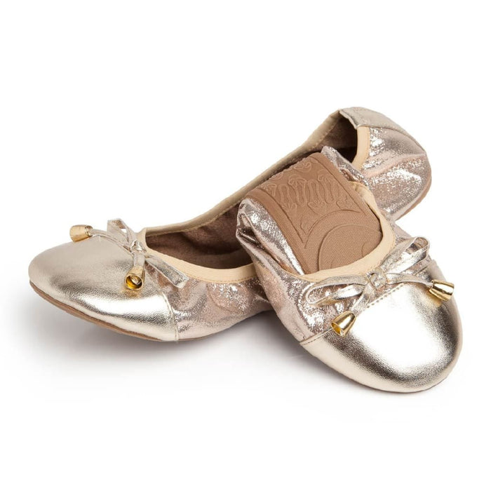 Talaria Flats Champagne shoes with sleek, elegant design and a smooth finish, perfect for stylish everyday wear.
