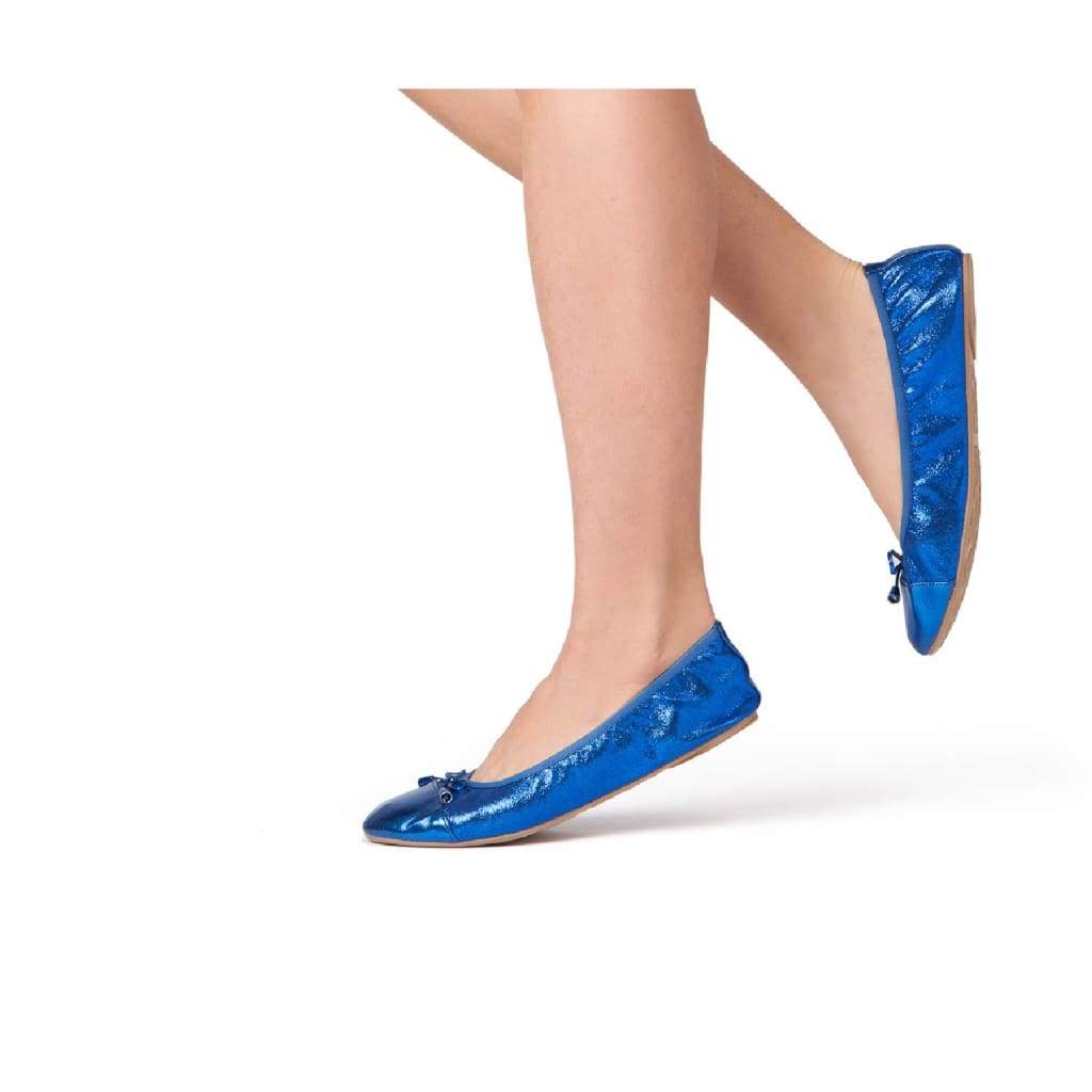 Cobalt blue flats shoes by Talaria Flats, stylish and comfortable slip-on footwear for women, with a sleek design and smooth finish.