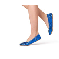 Cobalt blue flats shoes by Talaria Flats, stylish and comfortable slip-on footwear for women, with a sleek design and smooth finish.
