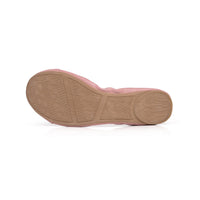 Talaria Flats in dusty rose with a soft fabric upper and beige sole, stylish and comfortable women's shoes.
