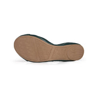 Green Talaria Flats shoes, premium evergreen flats with sleek design and comfortable fit, shown on a white background.