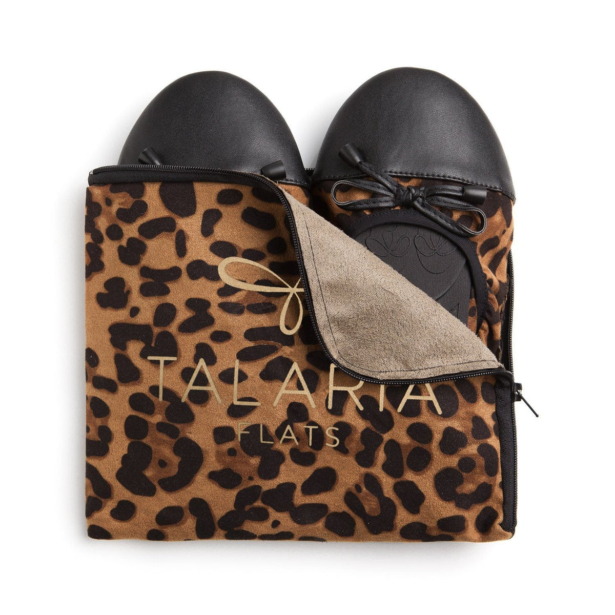 Talaria Flats premium leopard flats shoes showing stylish pointed toe and animal print design.