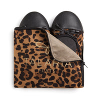 Talaria Flats premium leopard flats shoes showing stylish pointed toe and animal print design.