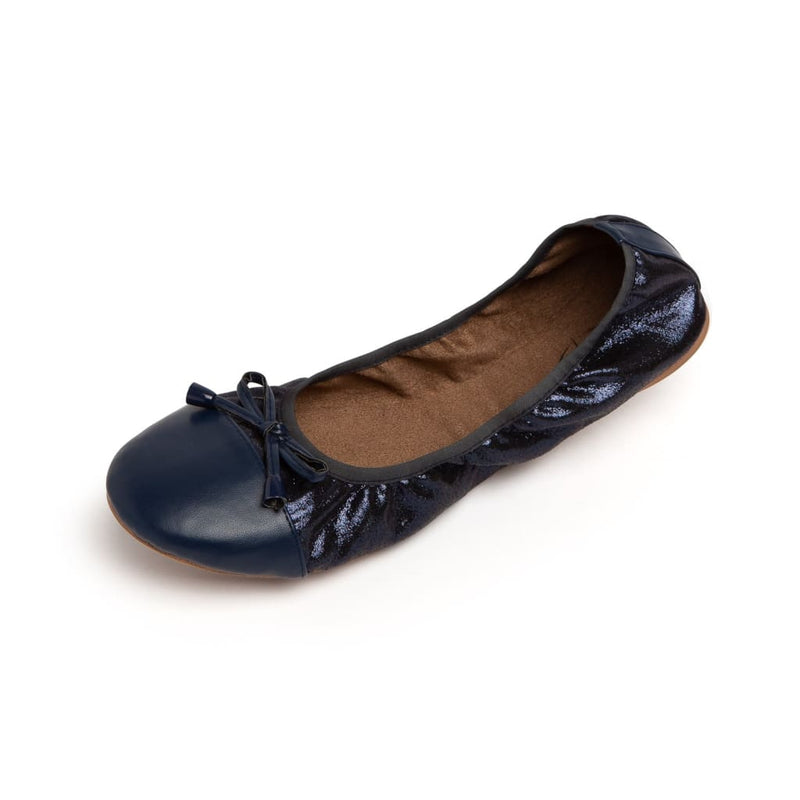 Talaria Flats navy blue premium shoes with sleek design and comfortable slip-on style, perfect for casual or professional wear.