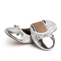 Silver flats shoes by Talaria Flats with sleek design and comfortable fit, perfect for everyday wear.