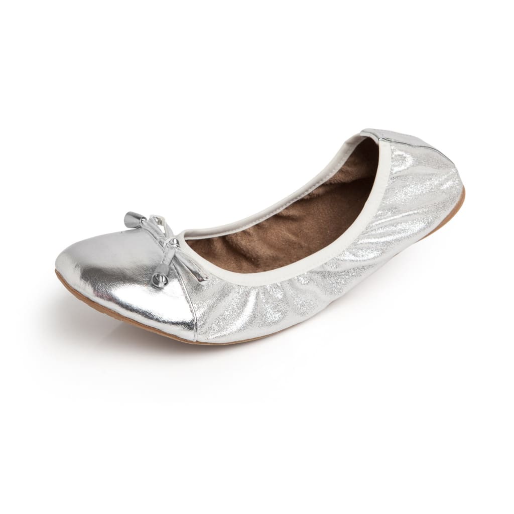 Silver flats shoes by Talaria Flats with sleek design and comfortable fit, perfect for casual or dressy occasions.