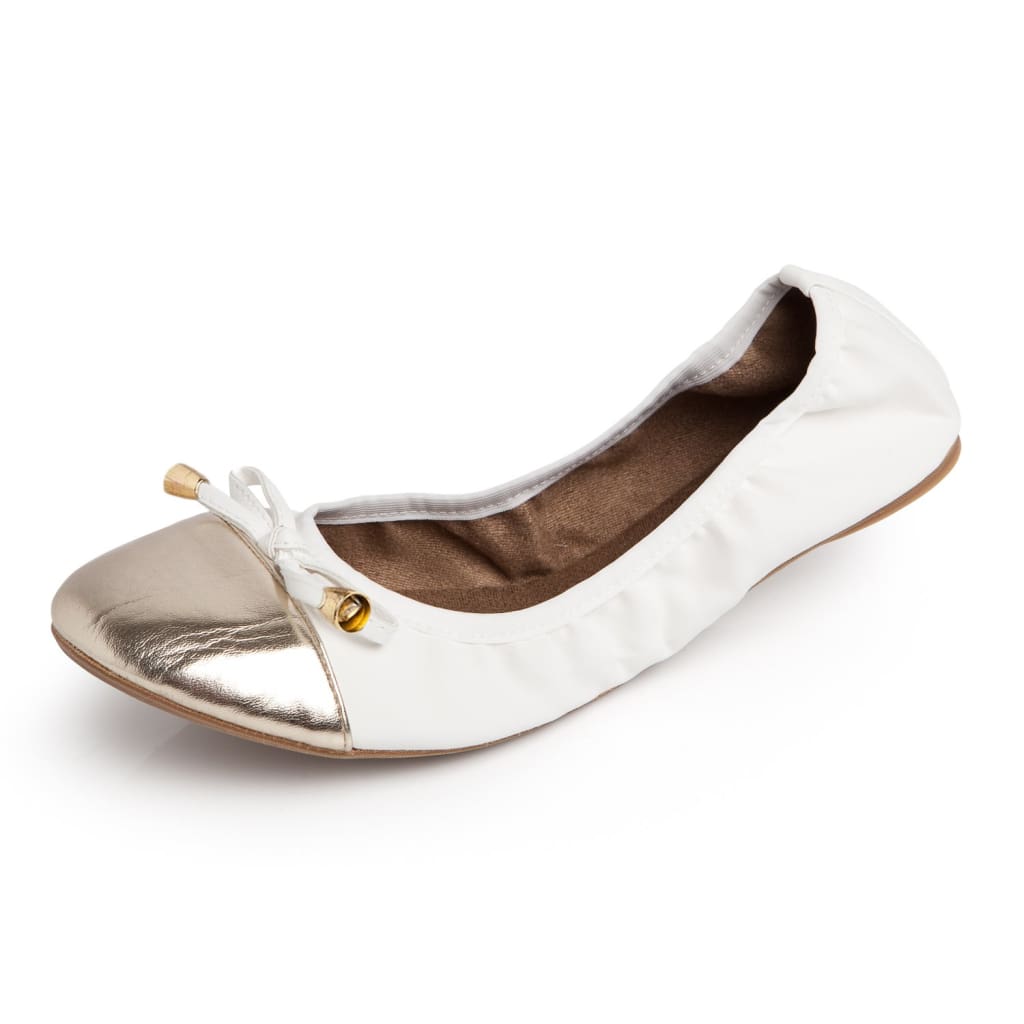 White Talaria Flats shoes with sleek, minimalist design, showcasing premium quality and comfortable slip-on style.