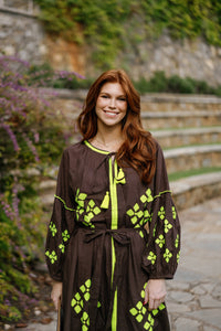 Brown is the New Black Lime tote bag by Tela Luxury Mercantile, showing its stylish brown and lime color combination.