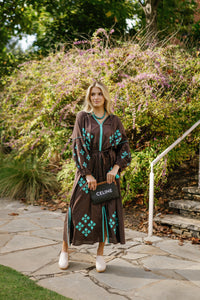 Brown is the New Black teal scarf by Tela Luxury Mercantile featuring soft fabric and stylish design.