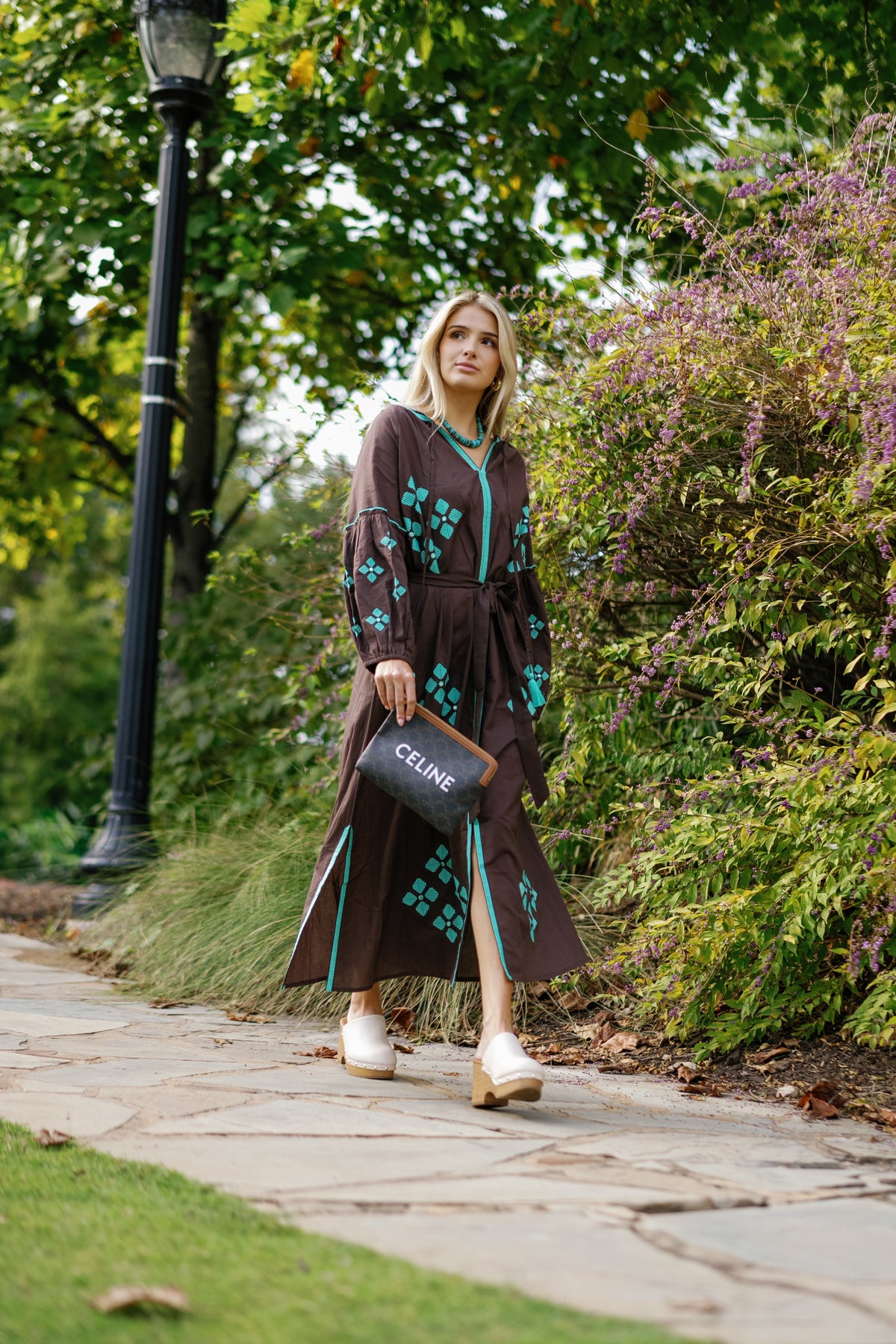 Tela Luxury Mercantile Brown is the New Black teal handbag with brown and teal leather accents, showcasing elegant craftsmanship.