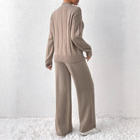 Textured Knit Sweater & Wide-Leg Trouser Set(MS448)
