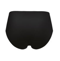 Black high-waist shapewear from The Only Bra called The Hi-Waist Hug, designed to shape and smooth the waist area.