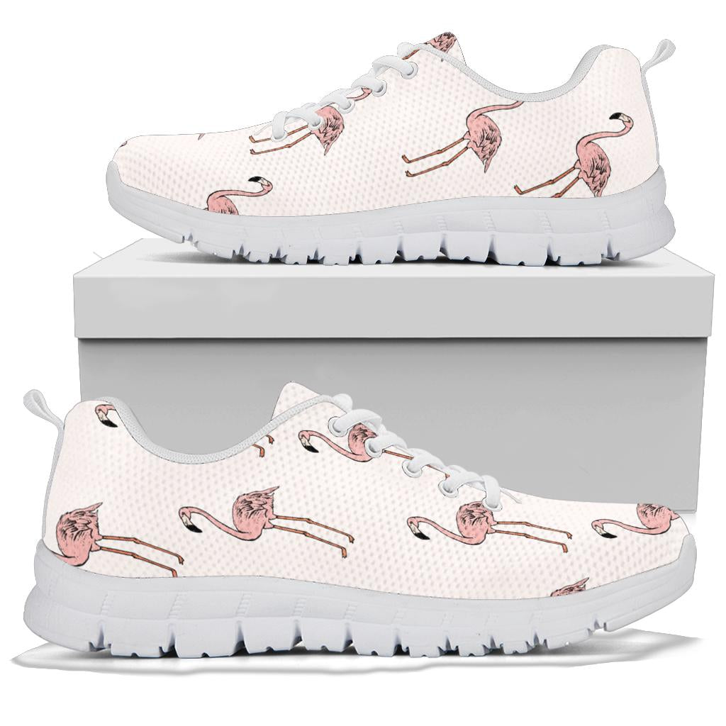 Classic Flamingo Sneakers by The Popular Flamingo, featuring pink flamingo design, white laces, and casual sneaker style.