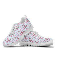Pink Flamingo Watermelon Sneakers by The Popular Flamingo featuring colorful watermelon and flamingo design on casual shoes.