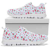 Pink Flamingo Watermelon sneakers by The Popular Flamingo, featuring vibrant watermelon and flamingo design on casual sneakers.