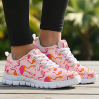 Multicolor pink flamingo sneakers by The Popular Flamingo featuring vibrant design and casual style for everyday wear.