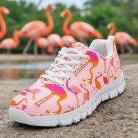 Multicolor pink Flamingo sneakers by The Popular Flamingo featuring vibrant design and casual sporty style.