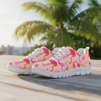 Multicolor pink flamingo sneakers by The Popular Flamingo, featuring vibrant design and casual style for everyday wear.