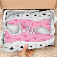 Simple pink flamingo-themed sneakers by The Popular Flamingo with white M-sole, size US 5, EU 35, featuring a minimalist design.