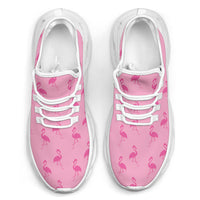 Simple pink flamingo print sneakers by The Popular Flamingo, white canvas with pink flamingo design, casual style, US size 5.