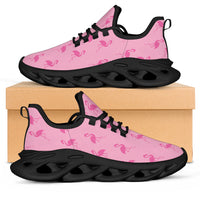 Simple pink flamingo-themed sneakers by The Popular Flamingo with white M-Sole design and casual style, US size 5.