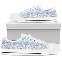 Flamingo Blue Floral low top shoes for women by The Popular Flamingo, showcasing a vibrant floral pattern and casual sneaker style.