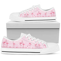 Pink Flamingo low top shoes for women by The Popular Flamingo, featuring a pink flamingo design and casual sneaker style.