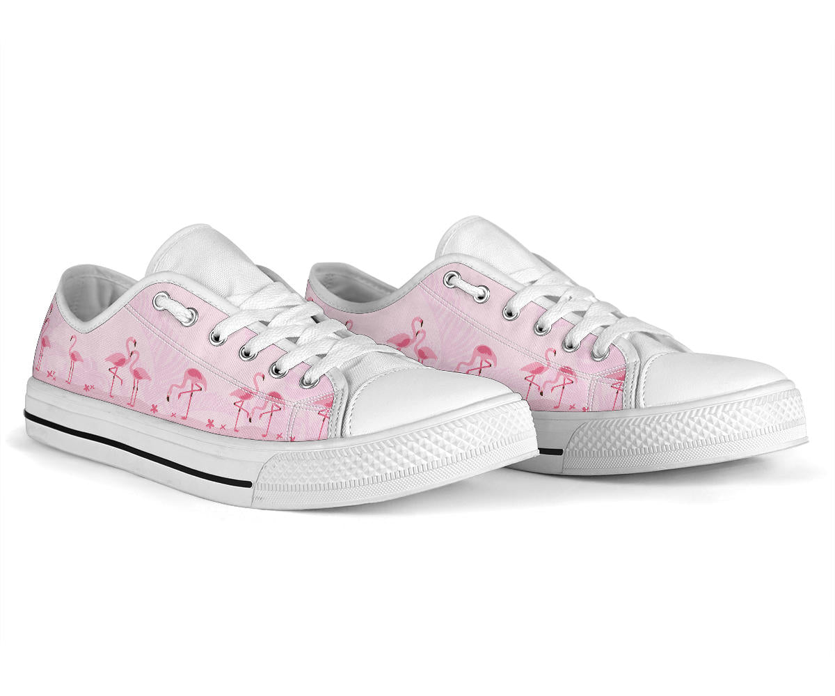 Pink Flamingo low top shoes for women by The Popular Flamingo, featuring a vibrant pink flamingo design and casual style.