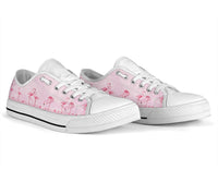 Pink Flamingo low top shoes for women by The Popular Flamingo, featuring a vibrant pink flamingo design and casual style.