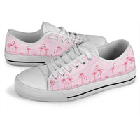 Pink Flamingo low top shoes for women by The Popular Flamingo, featuring a pink flamingo design and casual sneaker style.