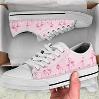 Pink Flamingo low top shoes for women by The Popular Flamingo, featuring a vibrant pink flamingo design and comfortable casual style.