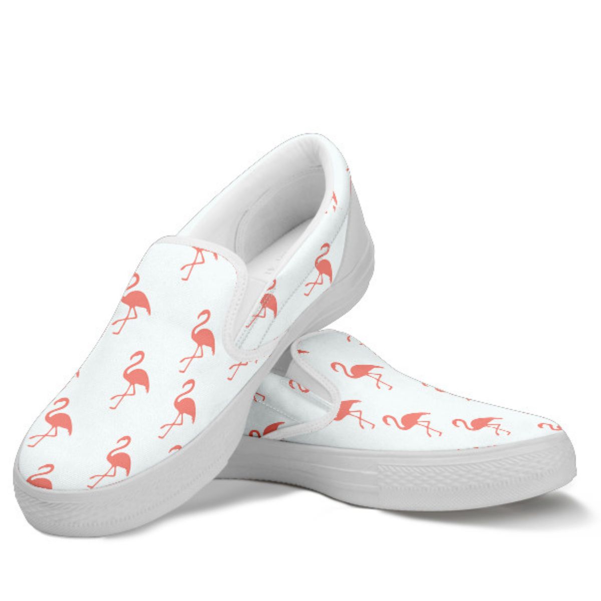 Pink Simple Flamingo slip-on shoes for women by The Popular Flamingo, featuring a casual, comfortable design.