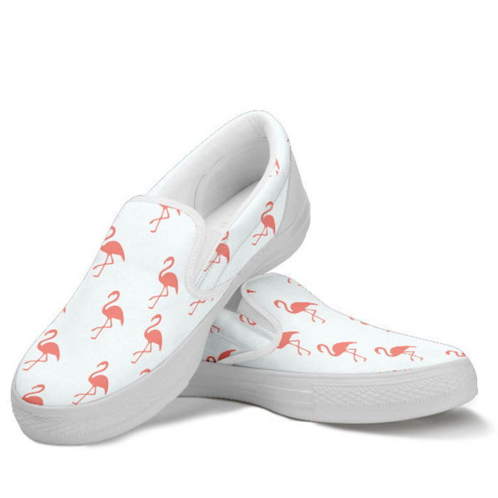 Pink Simple Flamingo slip-on shoes for women by The Popular Flamingo, featuring a casual, comfortable design.